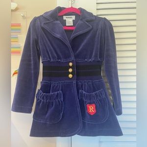 Well-made purple velvet jacket with unique detailing. Size 6 kids. No stain/snag